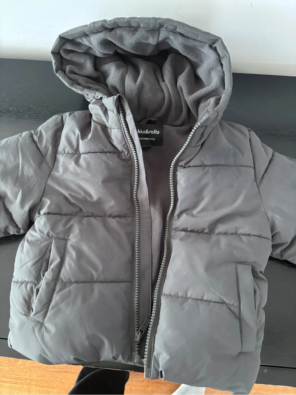 Kids' Gray Puffer Jacket with Hood